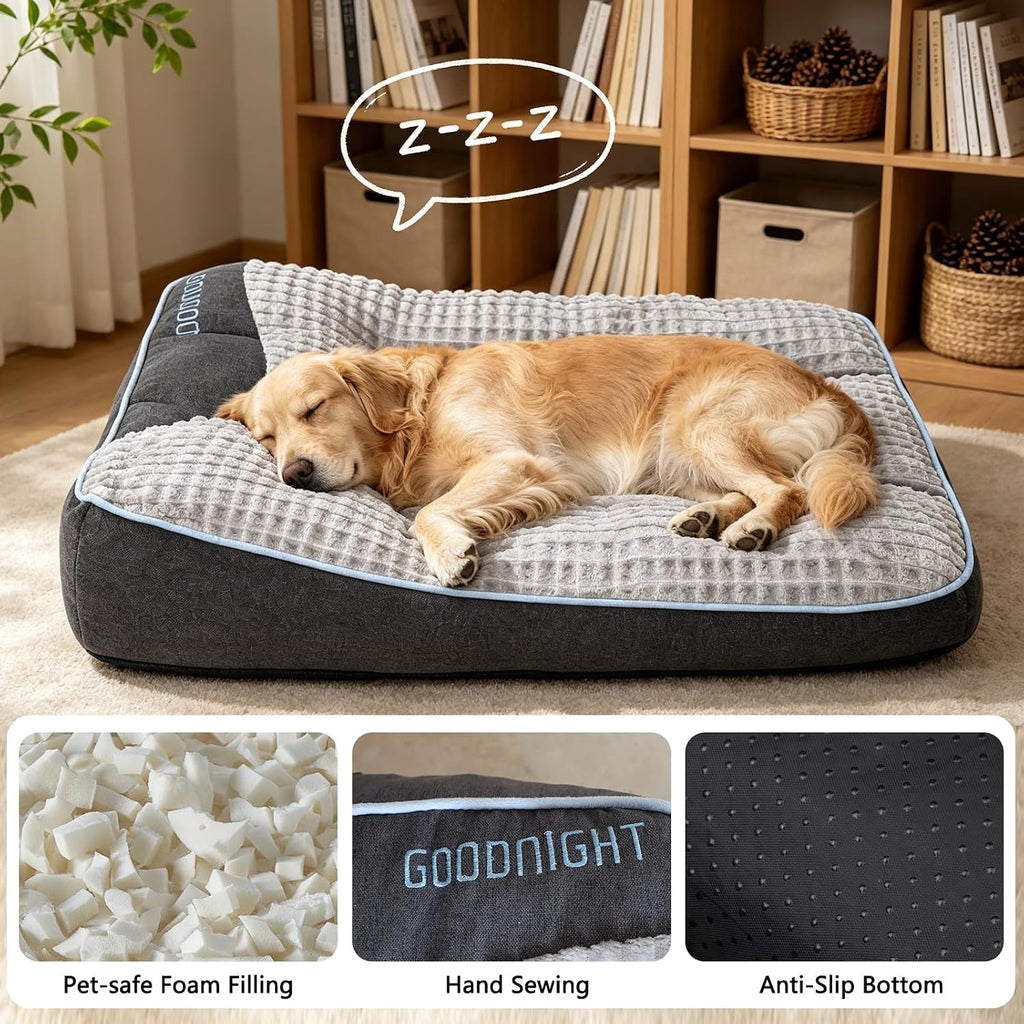 Orthopedic Large Dog Bed,Removable Washable Cover 39"x30"x8" 90lbs Grey