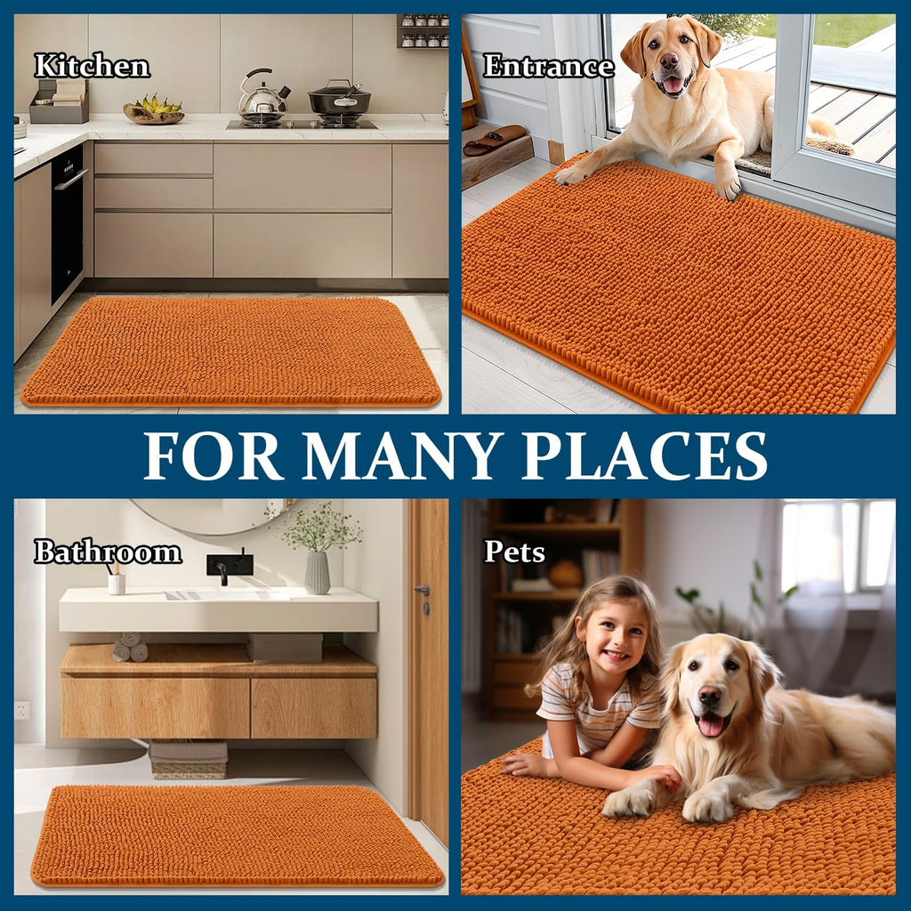 OLANLY Dog Door Mat for Muddy Paws 54x24, Super Absorbent Chenille Mud Mat