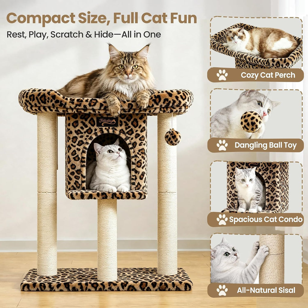 Cat Tree Tower Scratching Post for Indoor Large Adult Cats with Perch Bed