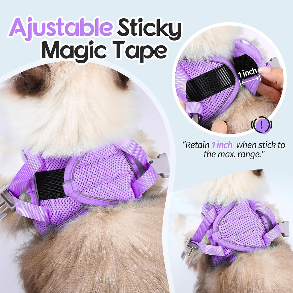 Dooradar Cat Harness and Leash Set, Easy-on Vest, Grey & Purple