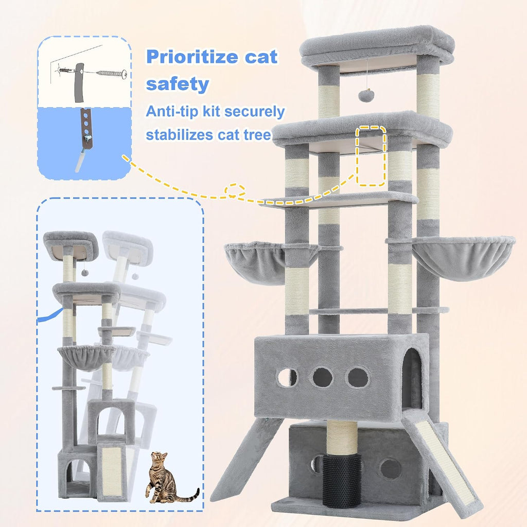 Hey-brother Cat Tree Tower with Multi-Level Platforms, Cozy Condos, MPJ085W