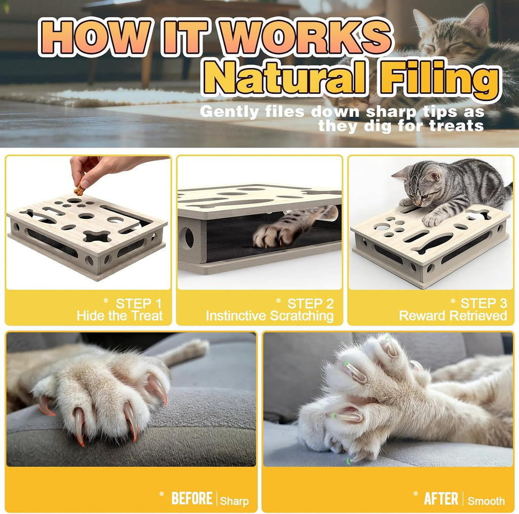 Cat Scratch Puzzle Enrichment Box, Interactive Cat Puzzle Toy Box