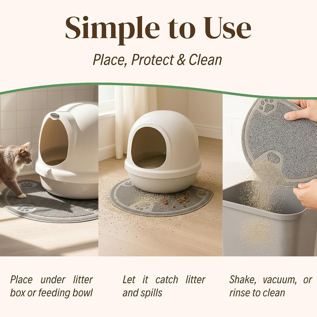 Evelots Small Cat Litter Trap Mat, Waterproof, Non-Slip, Washable, Gray | Soft absorbent mat traps litter and mess, protects floors from urine and moisture, stays in place and is machine washable.
