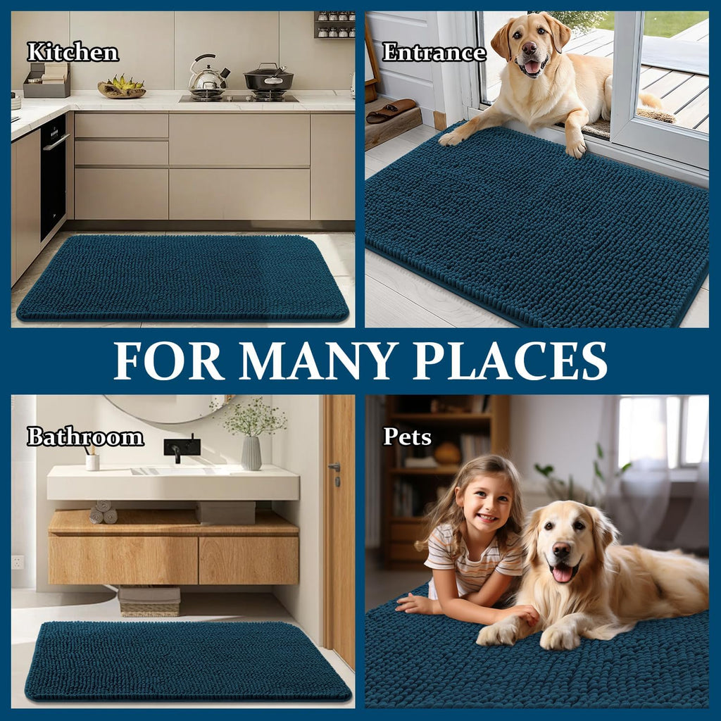 OLANLY Dog Door Mat for Muddy Paws 36x24, Super Absorbent Chenille Mud Mat