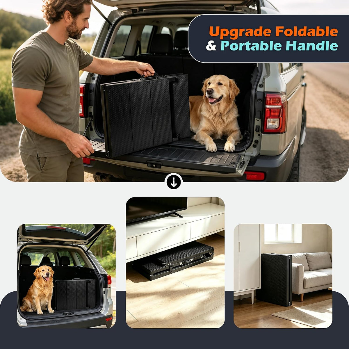 Foldable Dog Ramp for Car, 91 inches Long Portable Ramp for Large Dogs