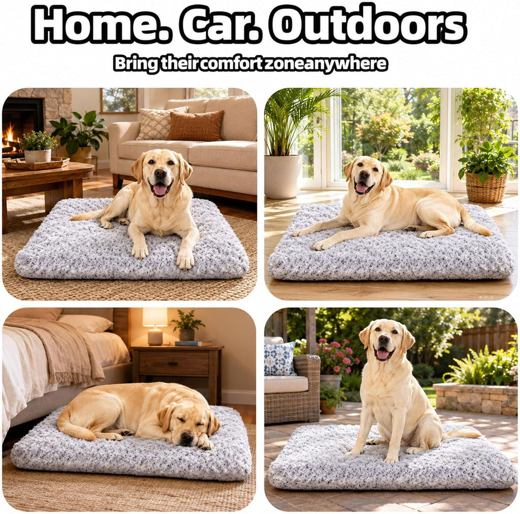 Extra Large Dog Bed, Plush Washable Pet Bed Mat, Dog Crate Bed 47"x31" Gray