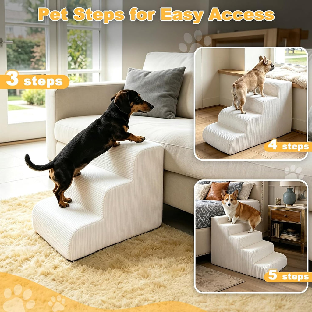 Dog Stairs for Small Dogs, 3-Steps Pet Ramp for Couch Bed, 15" H