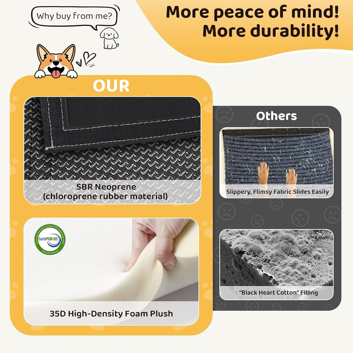 Dog Ramp for Couch, 16"H 2-in-1 Non-Slip Dog Stairs for Small Dogs