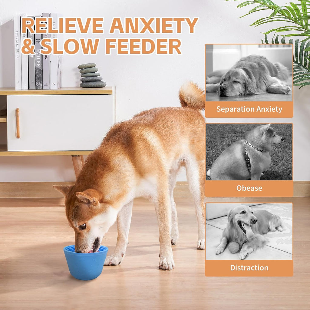 Dog Lick Bowl,Anxiety Relief Non-Slip Silicone Treat Bowl,Durable Anti-Choking Long-Lasting Enrichment Slow Feeder Licking Mat for Small Medium Large Breed,Freezable BPA Free Silicone Dishwasher Safe