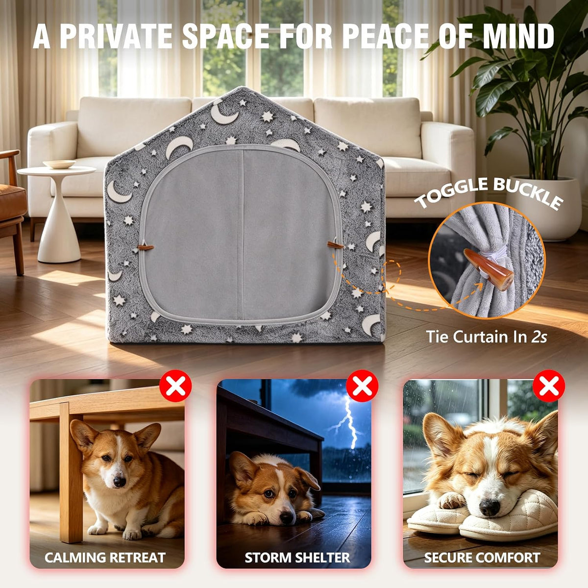 Indoor Dog House, Glow in the Dark Cave for Small & Medium Dogs