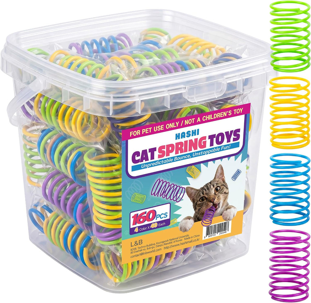 HA SHI 160pc Cat Spring Toys - Spiral Coils for Indoor Cats & Kittens