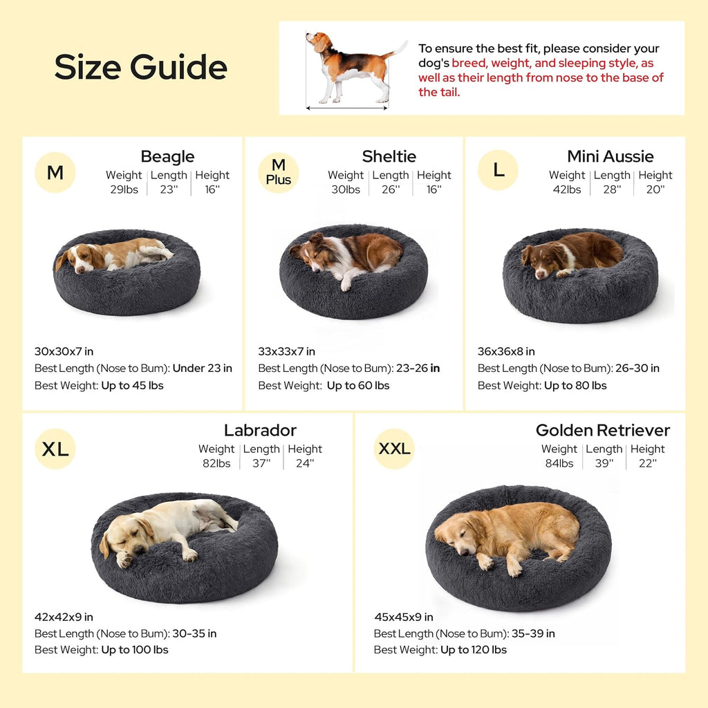 Bedsure SupportMax® Calming Dog Beds Large Sized Dog Washable Pet Bed,36in
