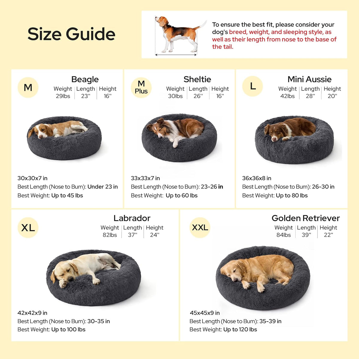 Bedsure SupportMax® Calming XXL Dog Bed Extra Large Washable Pet Bed,45in