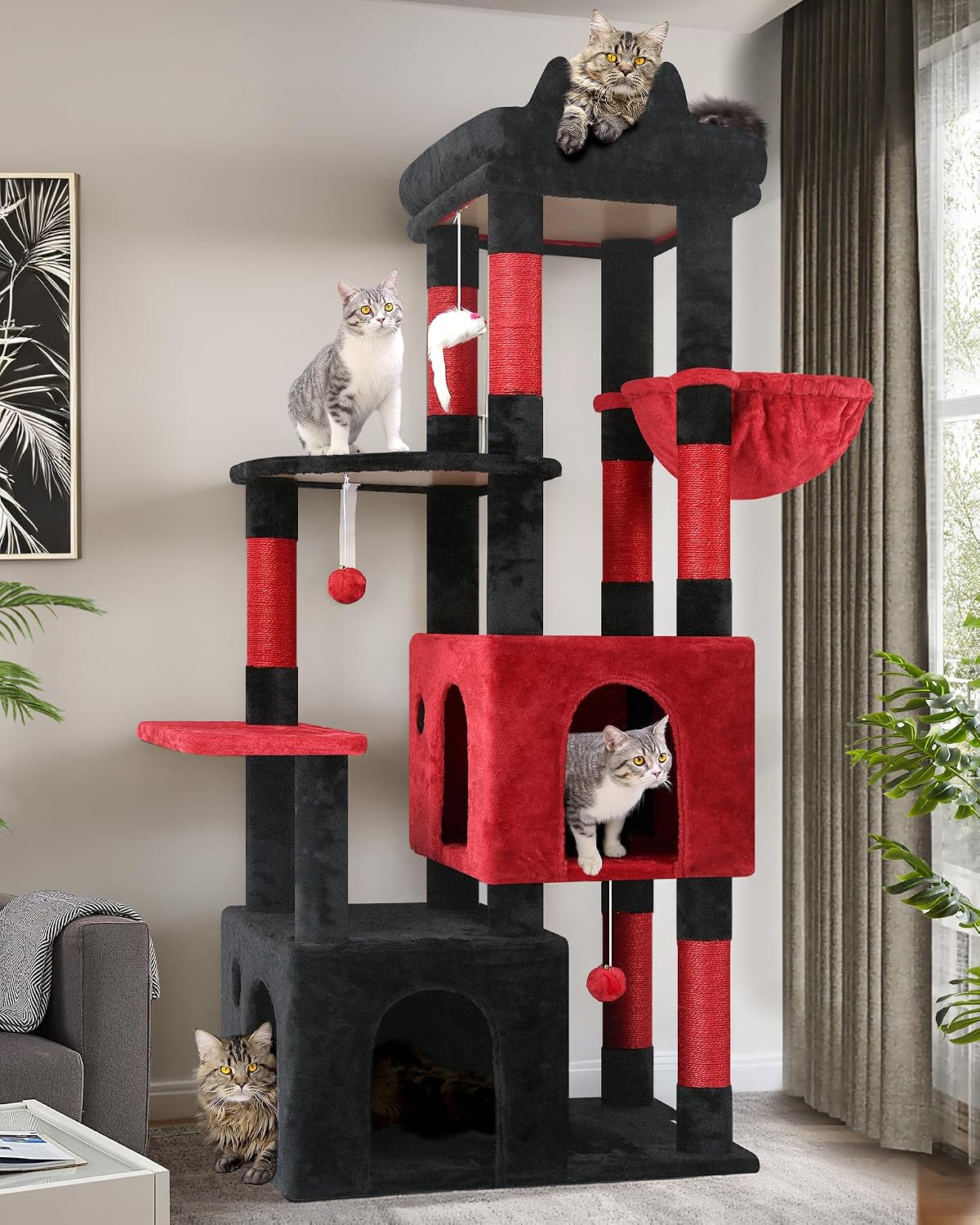Globlazer Heavy Duty Cat Trees for Big Cats Maine Coon, F61, Blood-Goth