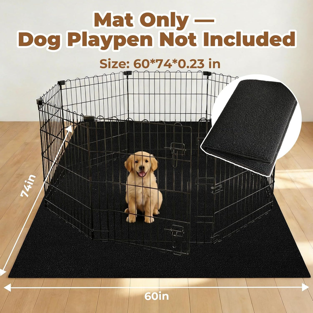 Dog Crate Mat, Dog Playpen Mat Kennel Mat 60 inch X 74 inch