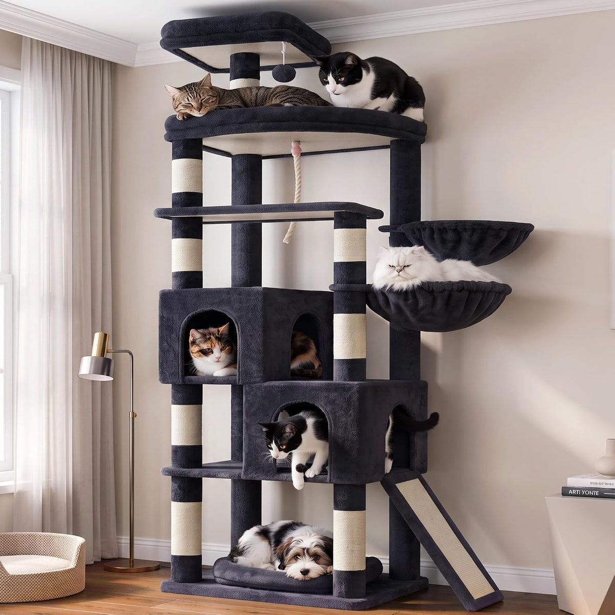 Gitelsnour 74.4'' Cat Tree Tower for Large Cats with Removable Bed, GCT803G