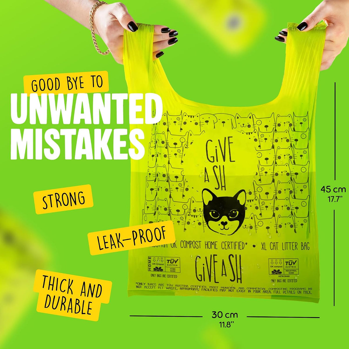 Cat Litter Bags for Poop - TÜV Austria OK compost HOME certified - XL, 60