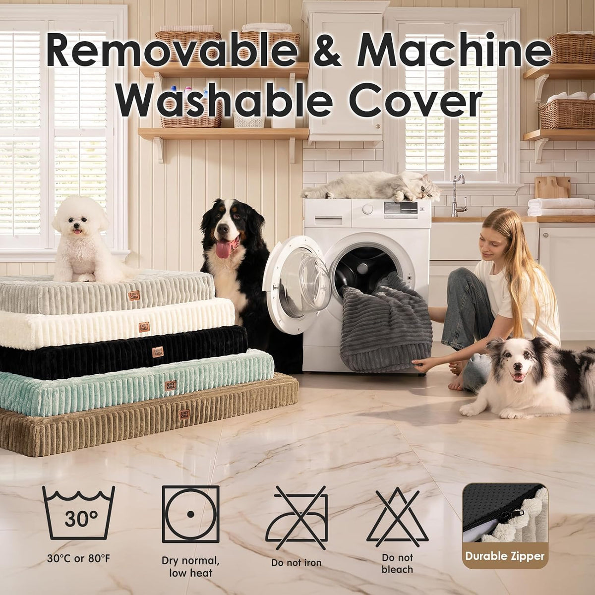 EHEYCIGA Orthopedic Dog Bed Medium Size Dog, 30"x20" Washable Pet Bed