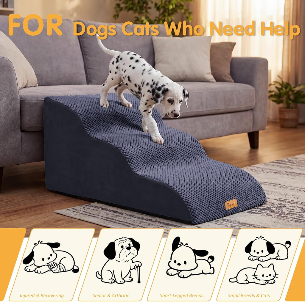 Topmart High Density Extended Foam Dog Ramp&Steps 3 Tiers,15.7" High