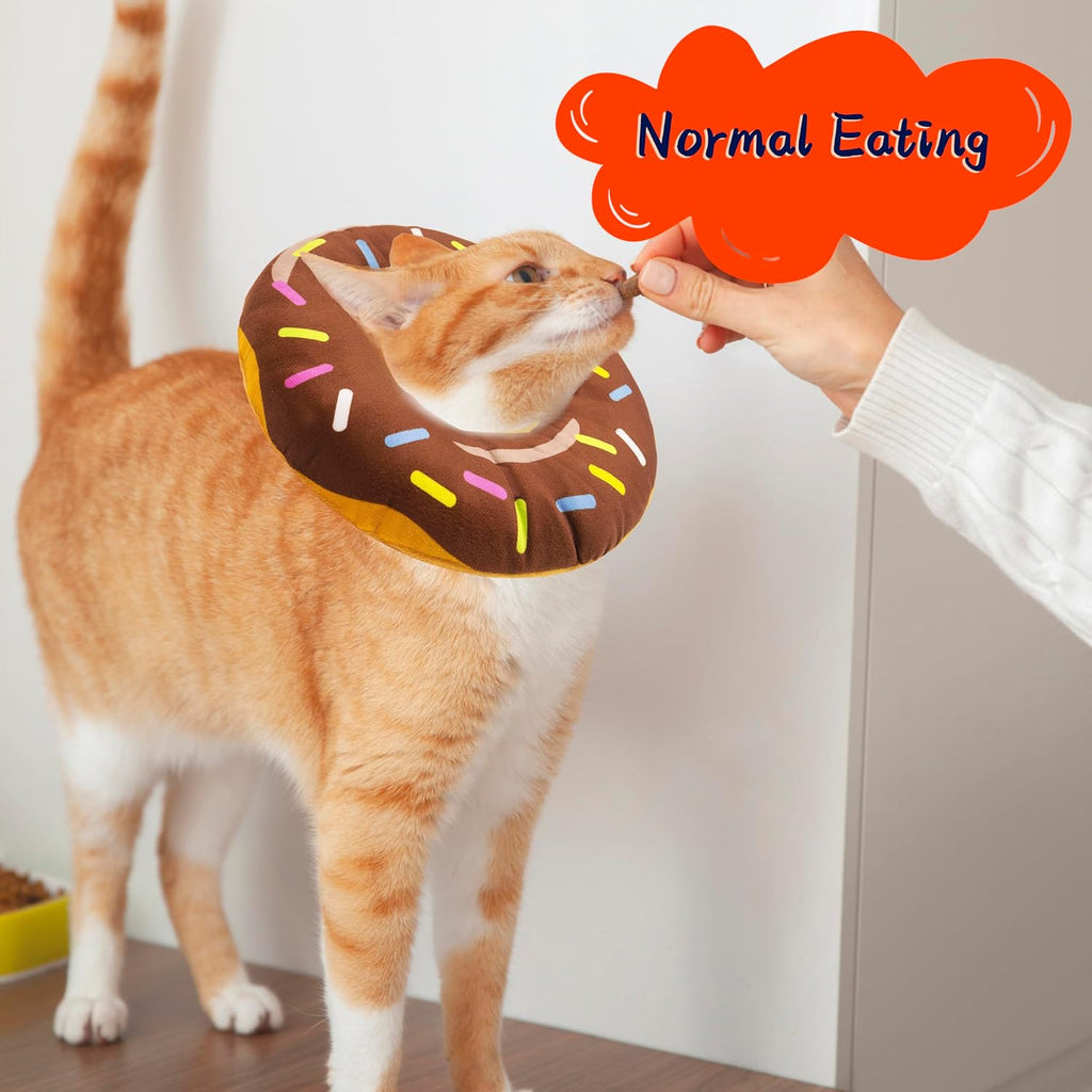 Seyezo Cat Cone Collar Soft, Adjustable Cat Recovery Collars, Donut Brown M