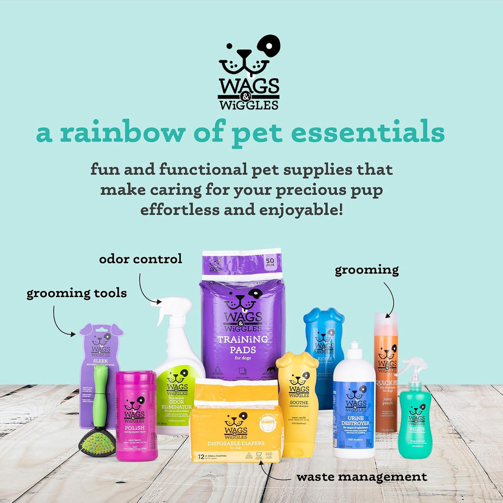 Wags & Wiggles Hypoallergenic Dog Wipes, Fragrance-Free, 100 Count | Waterless cleansing cloths for paws, face, and body, no SLS, parabens, or DEA for sensitive skin