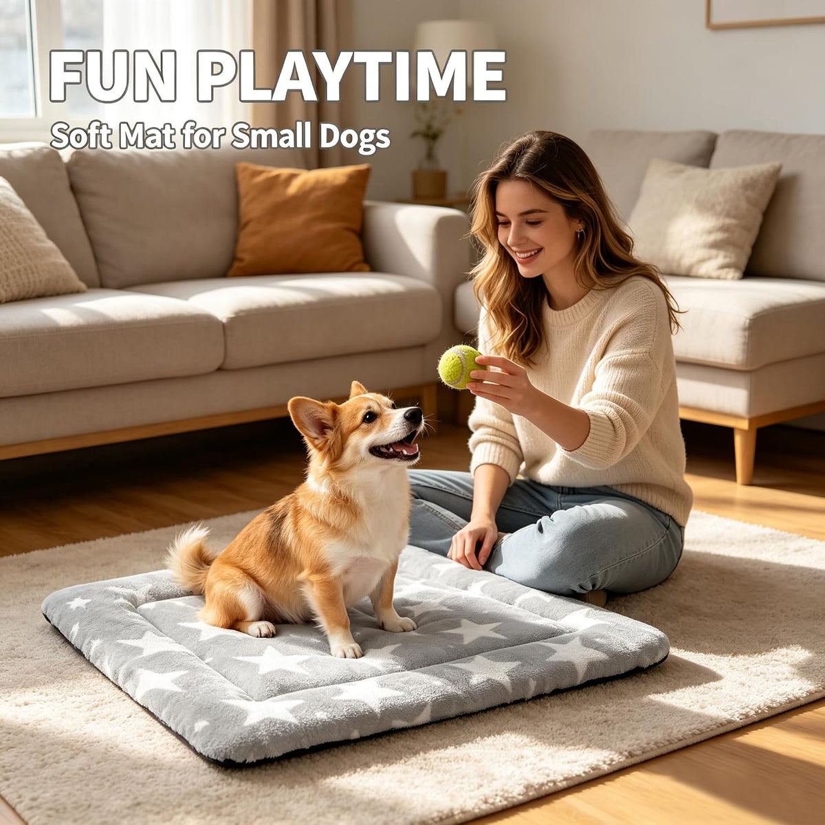 Dog Bed Mat, Reversible Crate Pads for Small/Medium/Large Dogs & Cats