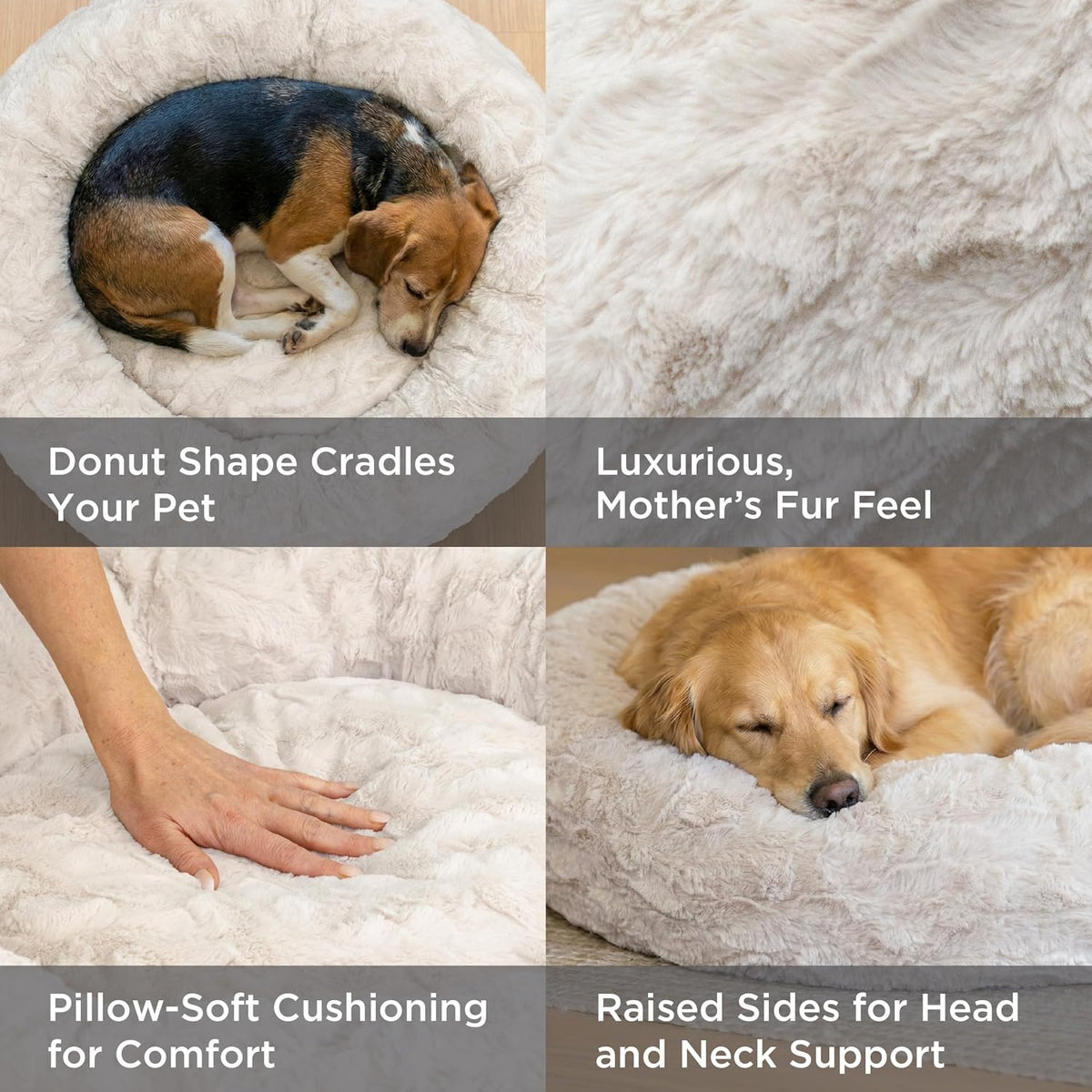 Best Friends by Sheri Original Calming Donut Dog Bed, Gray, 36"