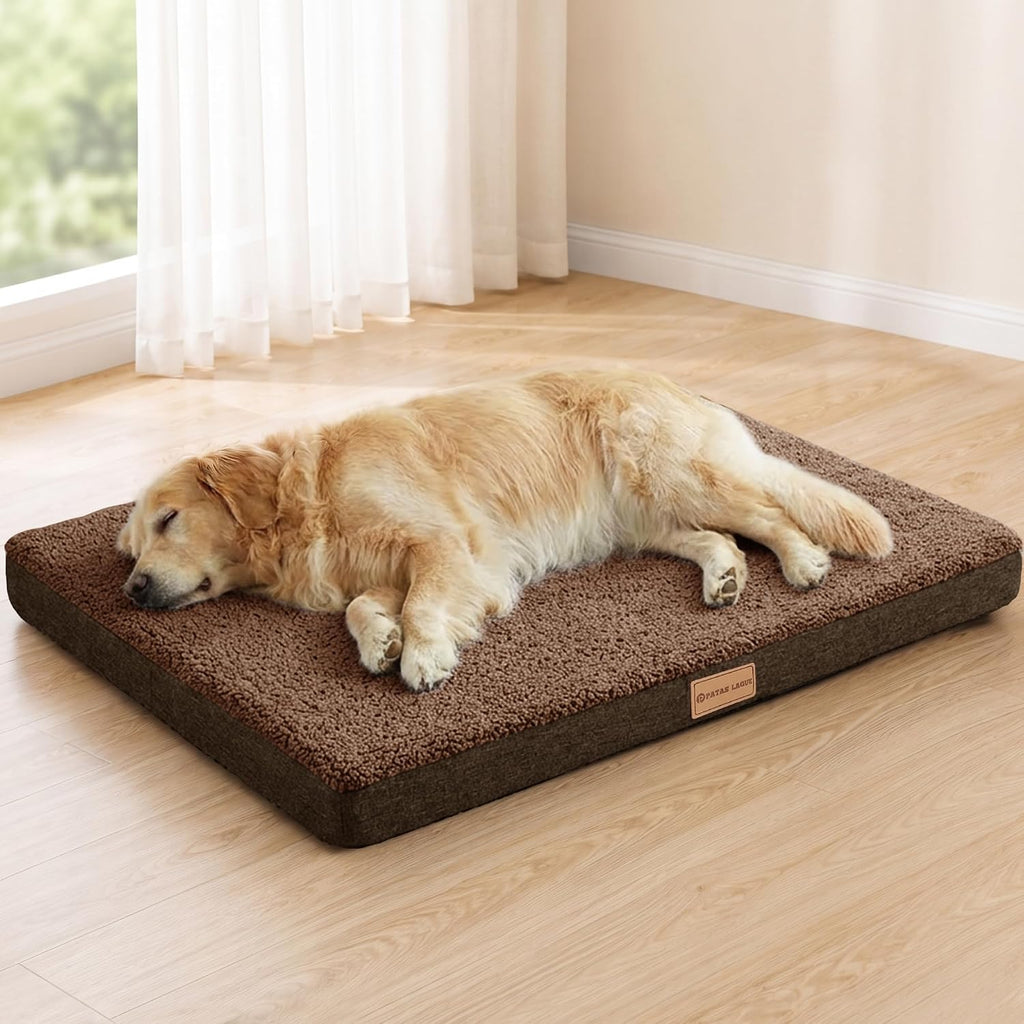Patas Lague Orthopedic Large Dog Bed Washable Pet Sofa Mat 42''X28'' Brown
