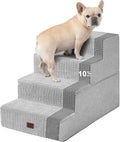 EHEYCIGA Dog Stairs for Bed 18" H, 4-Step Extra Wide Dog Steps, Light Grey