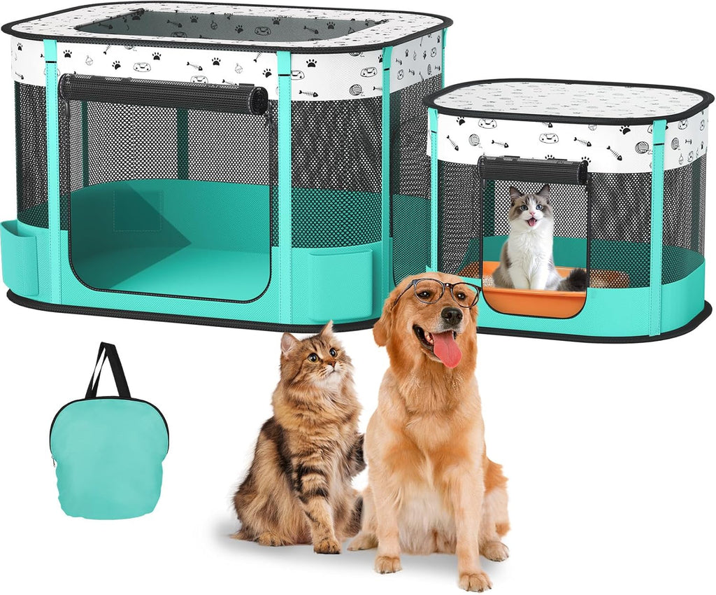 Cat Playpen, Portable Pet Dog Playpen, Foldable Kitten Puppy Play Pen