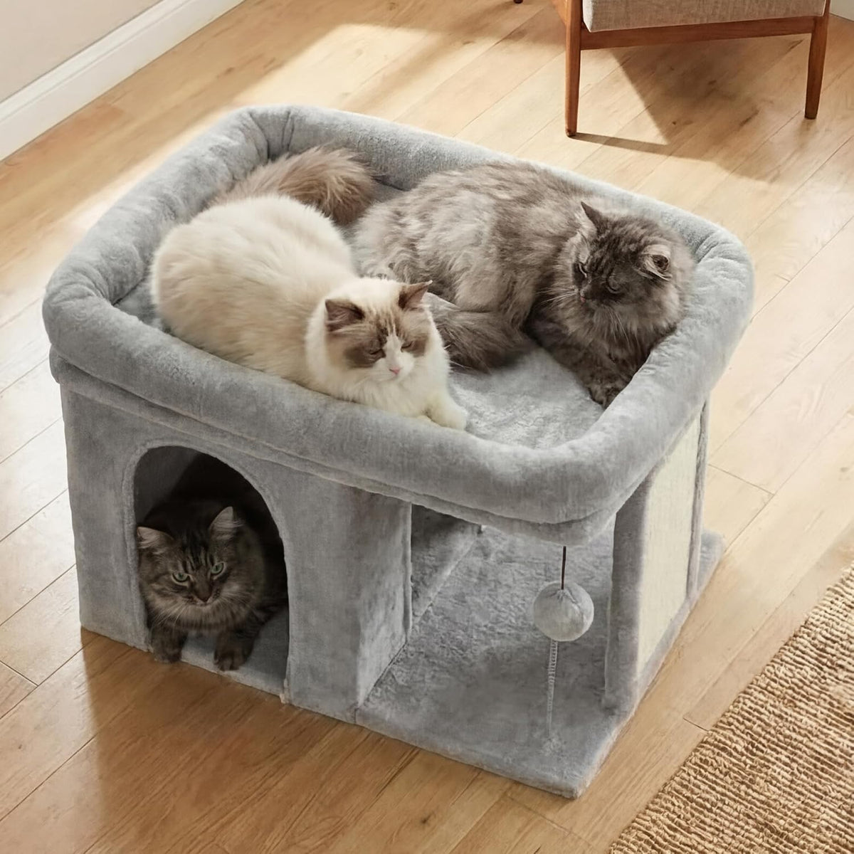Heybly Cat Tree, 14" Cat Tower with Large Cat Bed & Condo HCT203SW