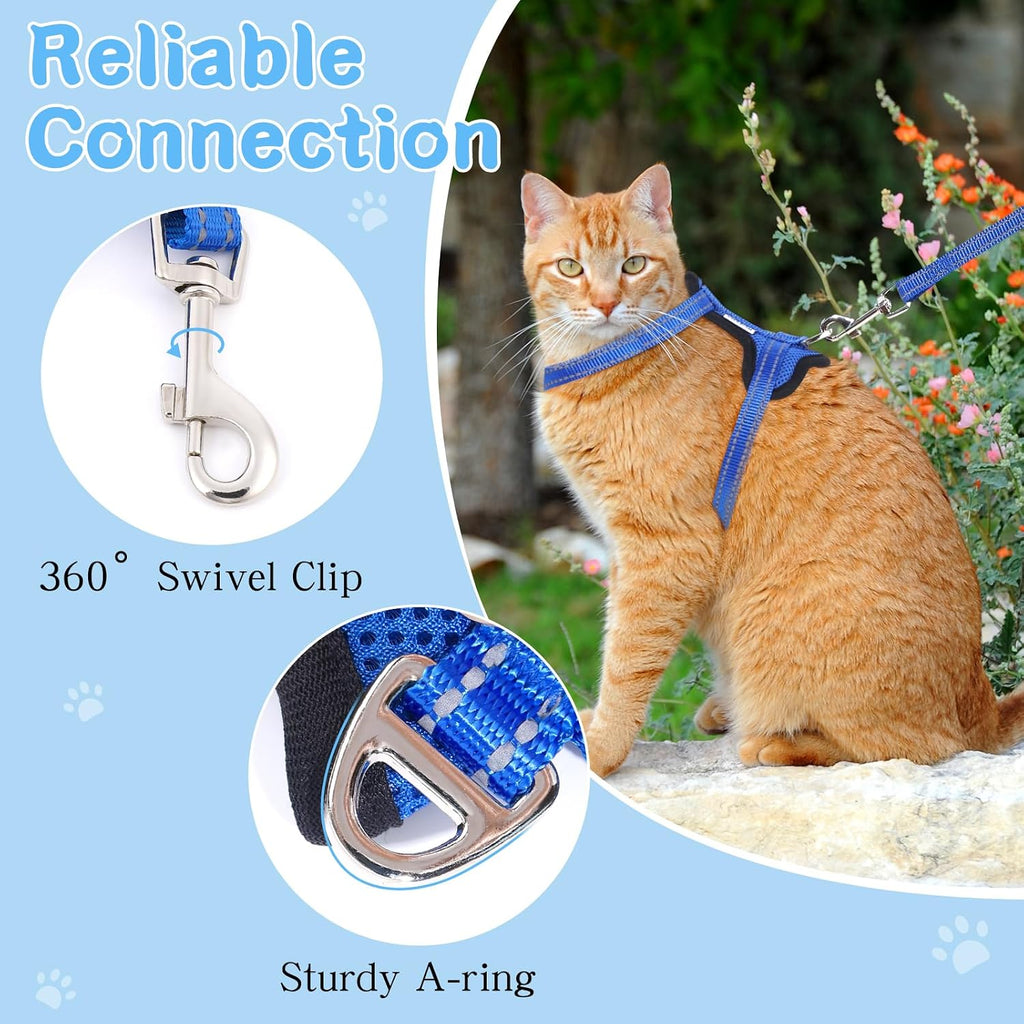 Cat Harness and Leash Set Escape Proof Kitten Kitty Puppy Vest Blue