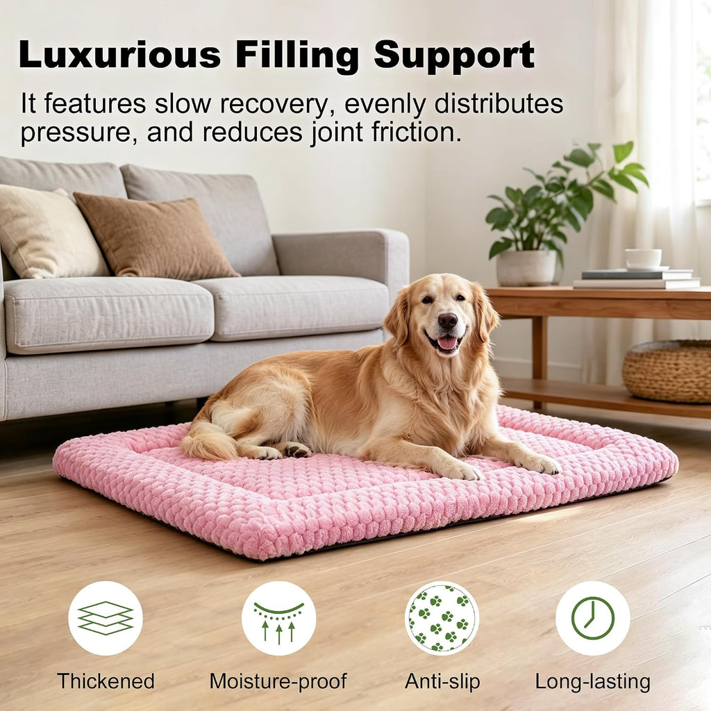 Dog Bed Mat – Soft & Comfortable Dog Kennel Pad for Crate – Durable Crate Bed & Mat for Dogs & Cats – Ideal for Crate, Kennel, and Home Use，Pink：XL(42"*28"*1.5")
