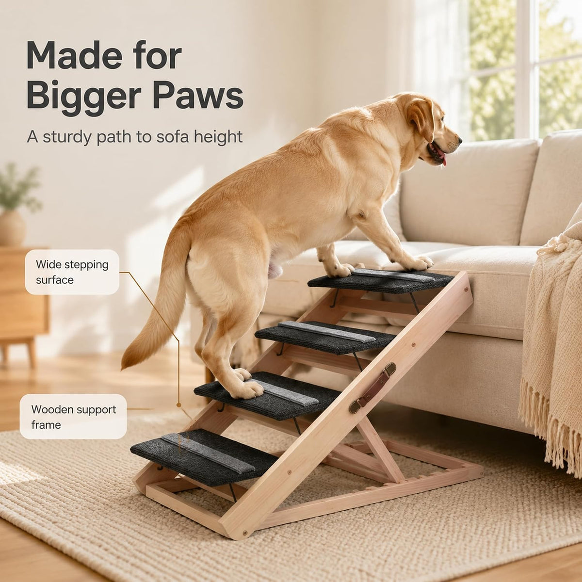 Upgrade 2-in-1 Pet Ramp Dog Stair,Folding Pet Stairs,Portable Dog Ramp for Small&Large Old Animals with Non-Slip Surface,Dog Ramp for Bed,Couch and Car,11.8" to 23.6" Height Adjustable(40×17.7)
