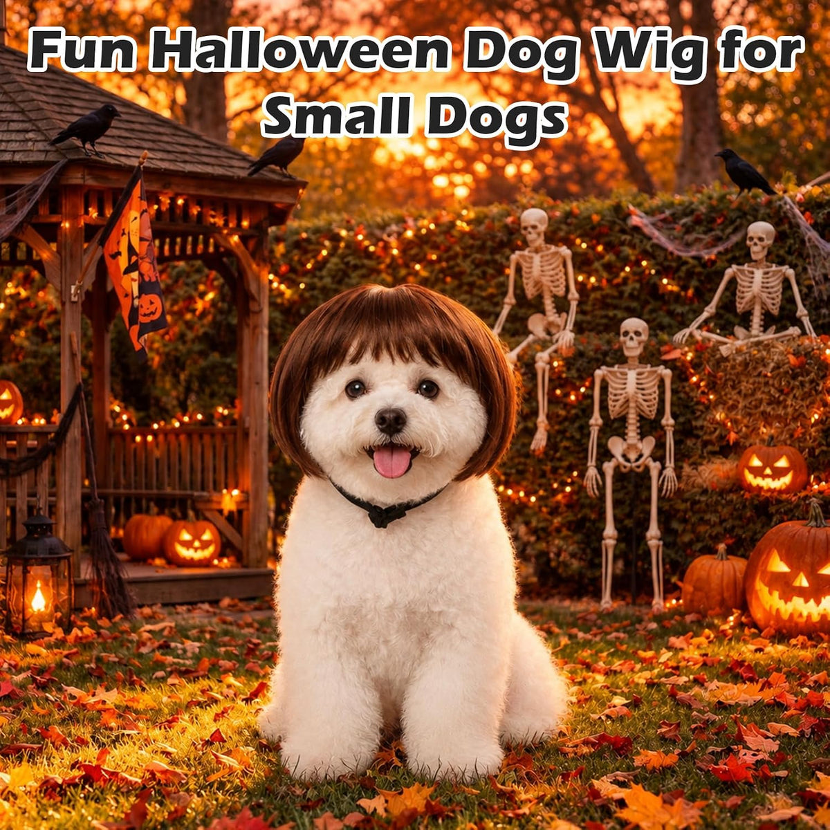 Dog Wigs for Small Dogs, Funny Dog Wigs with Adjustable Elastic Bands, Cat Wig for Halloween Cosplay Small Medium Pet Decoration Parties Funny