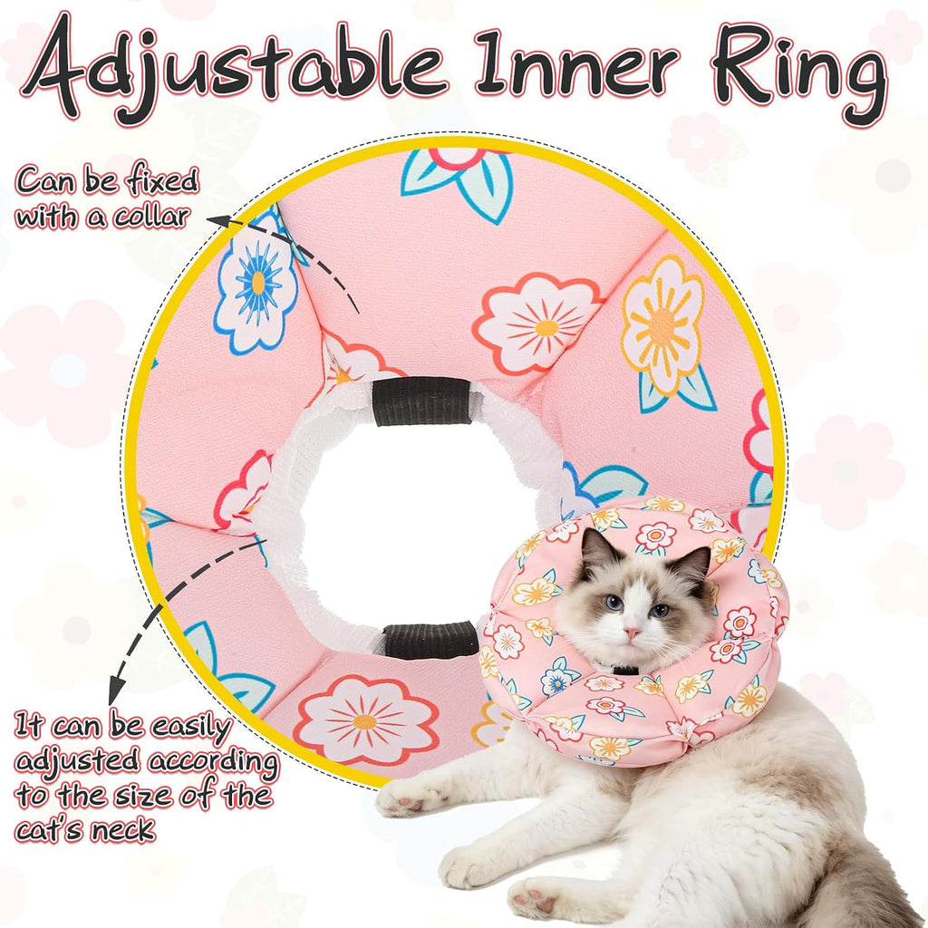 EXPAWLORER Cat Cone Collar Soft,Adjustable Waterproof Flower Style Neck