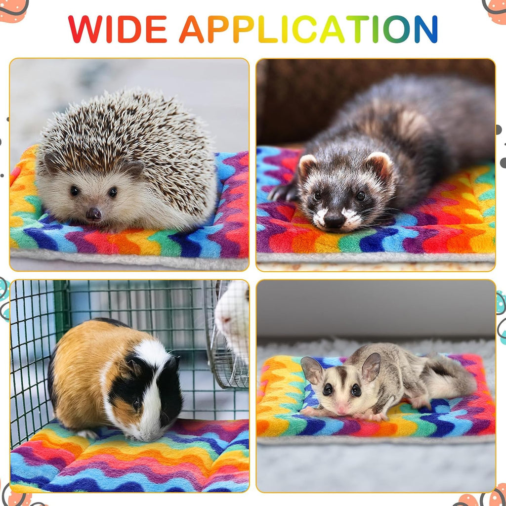 Haull 4 Pcs Waterproof Guinea Pig Bedding Mat, Rainbow, 13 x 10
