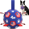 QDAN Dog Toys, Dog Soccer Ball with Straps, Herding Ball for Small Dogs | 6 Inch Dog Toy Ball for 20-40 lbs Dogs, Outside Dog Toys for Beach Pool Water Fun to Keep Them Busy, Puppy Birthday Present