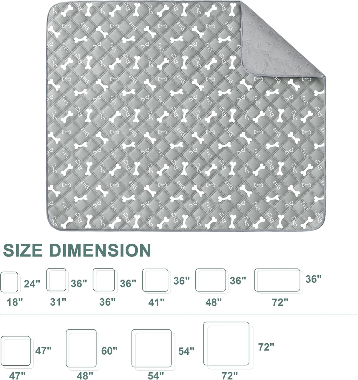 Eterish Reusable Washable Pee Pads for Dogs Large/Extra Large 36'' x 41'' 2 Pack, Absorbent Pet Puppy Dog Training Pads Non-Slip, Waterproof Whelping Potty Pads for Dogs Leak-Proof