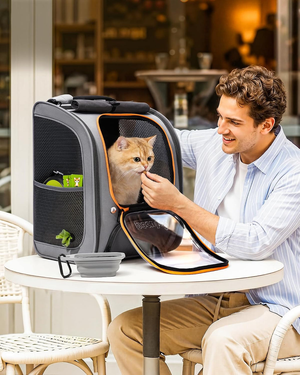 Pecute Cat Backpack Carrier,Large Space Cat Bubble Backpack,Ergonomic,Gray