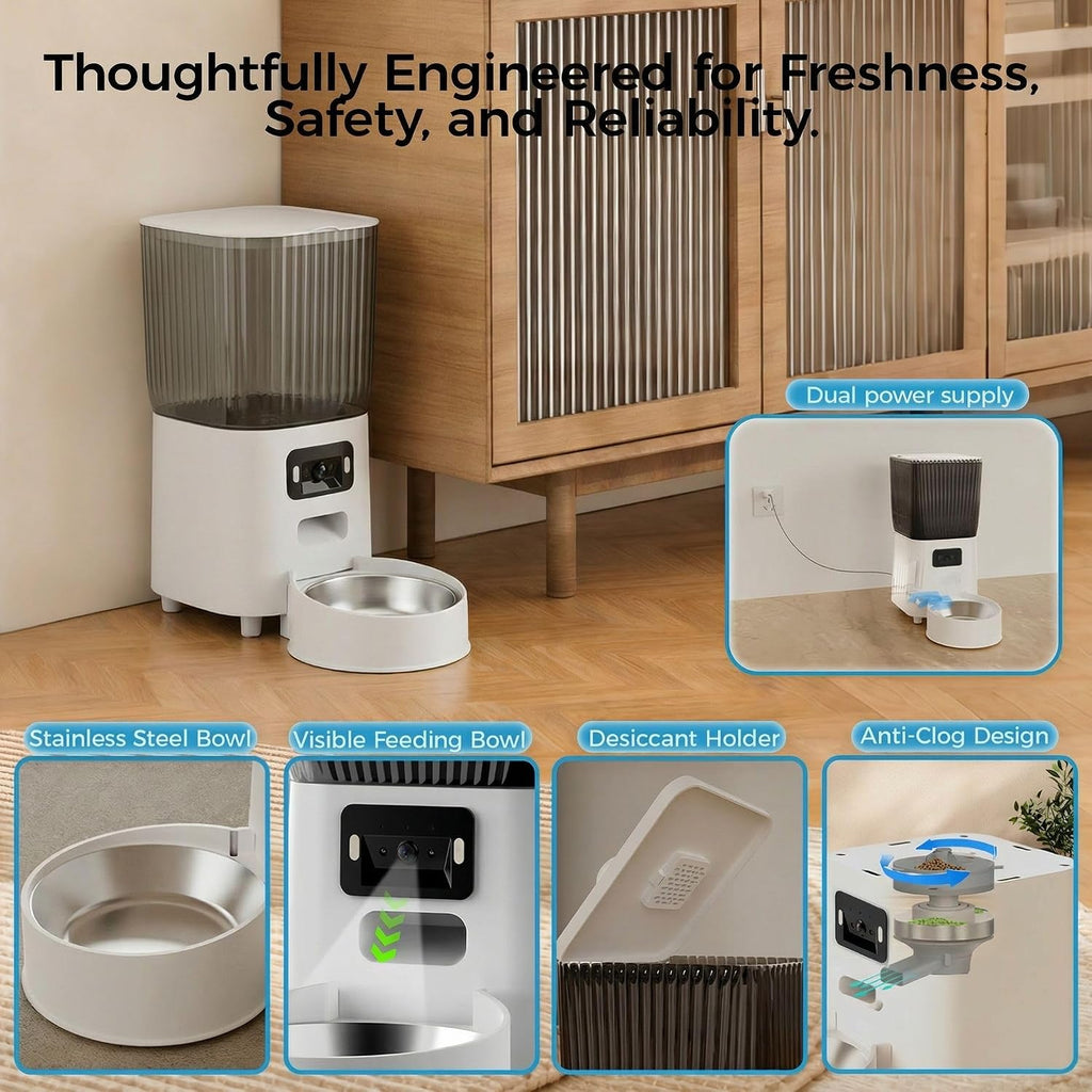 Automatic Cat Feeder with Wide-Angle Camera, 5L (Single-Bowl pro)