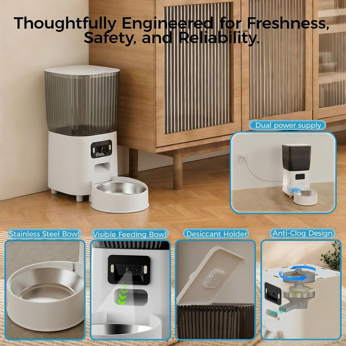 Automatic Cat Feeder with Wide-Angle Camera, 5L (Single-Bowl pro)