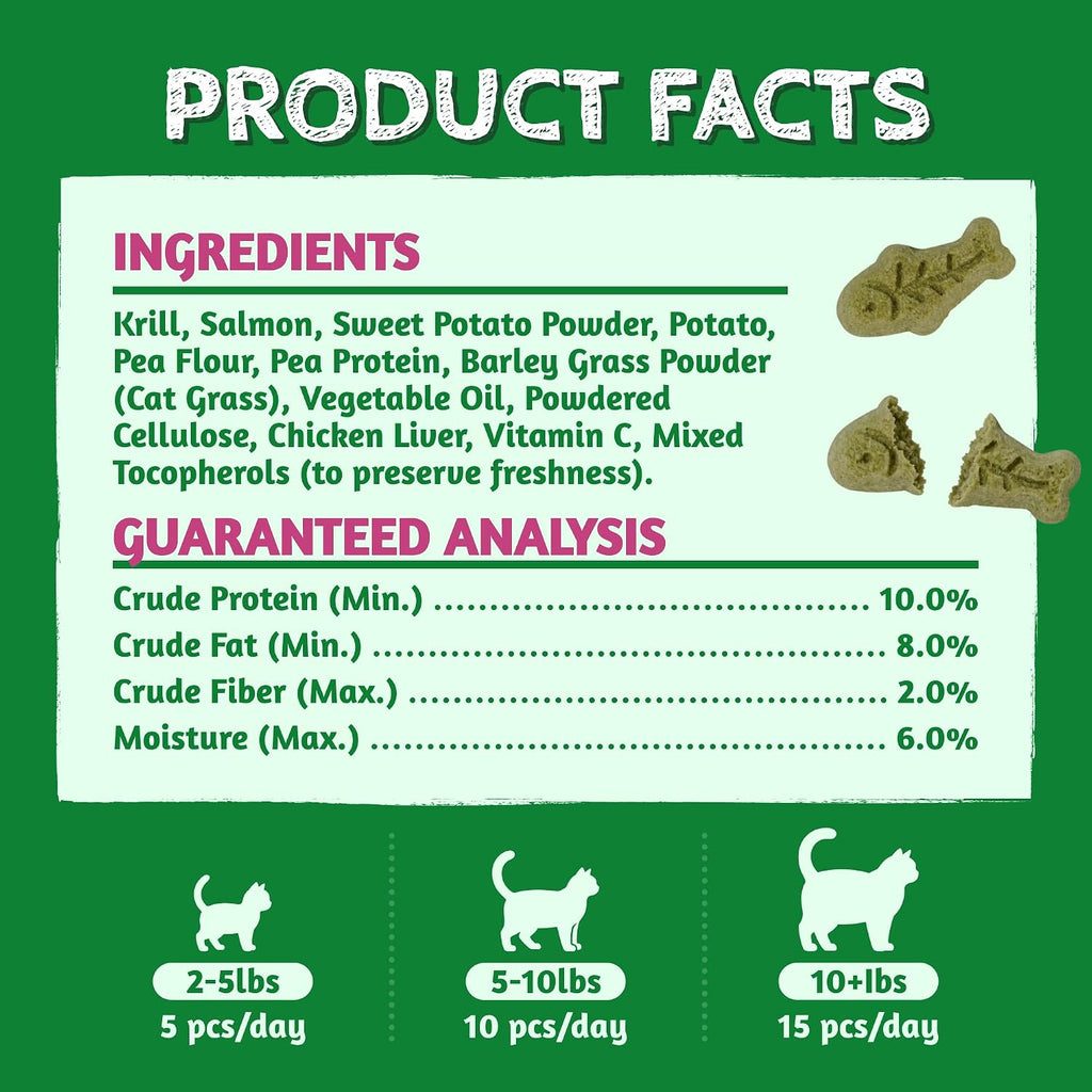 Just Try 16oz Feline Grass Treats AntarcticKrill Flavor Cat Hairball Treats