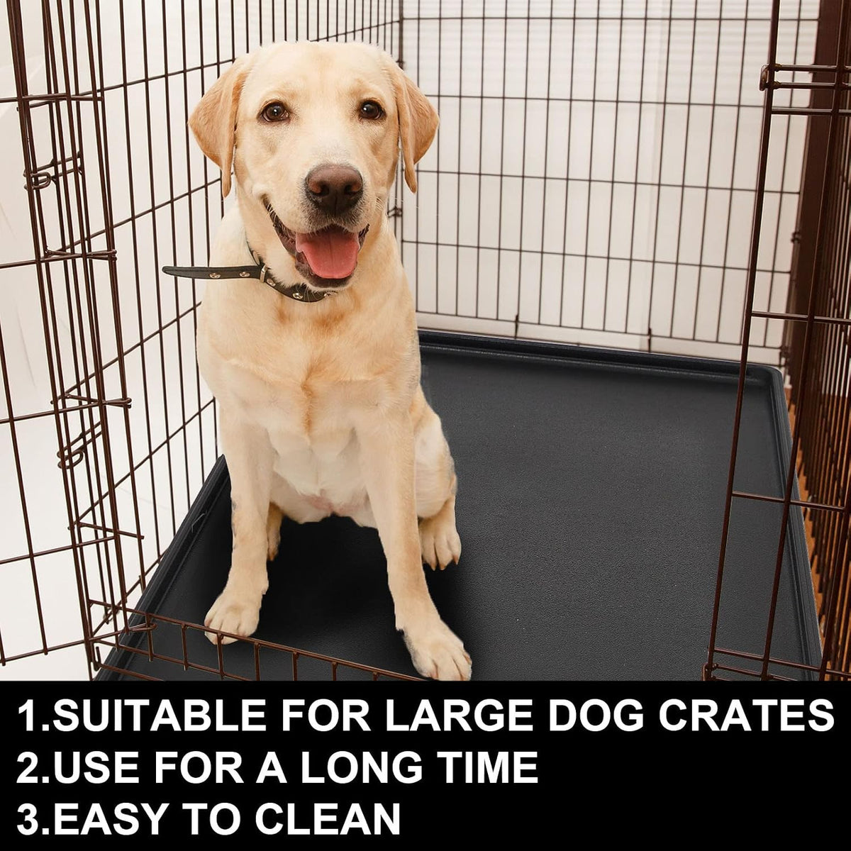 2 Pcs 30" Dog Crate Tray Replacement Dog Crate Pan Kennel Bottom Tray Replacement Plastic Bottom Pan Easy to Clean, Easy to Assemble, Ideal for Potty Training-Perfect for Pet Crates, Black