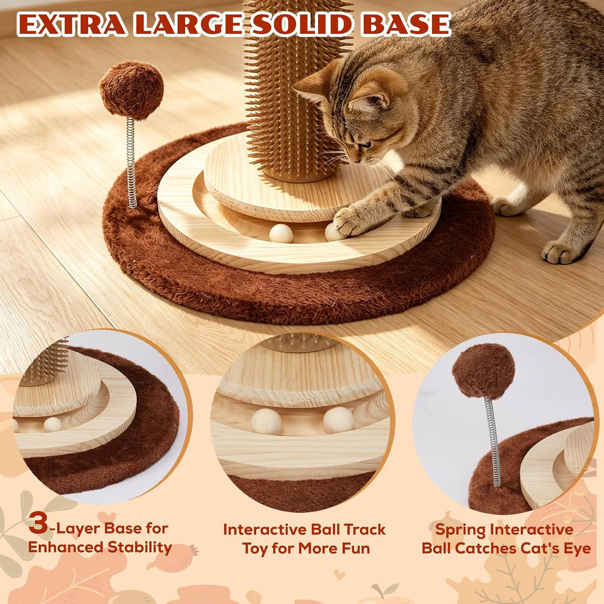 Cat Scratching Post, 46" Tall Scratcher Post for Indoor Adult Cats
