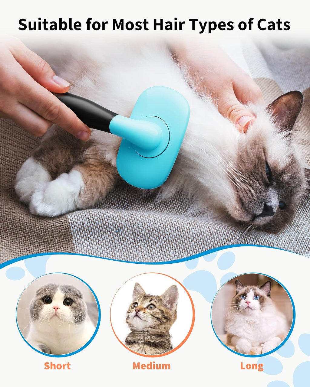 Glendan Dog & Cat Brush- Slicker Pet Brush- Shedding Grooming Tools (Blue)