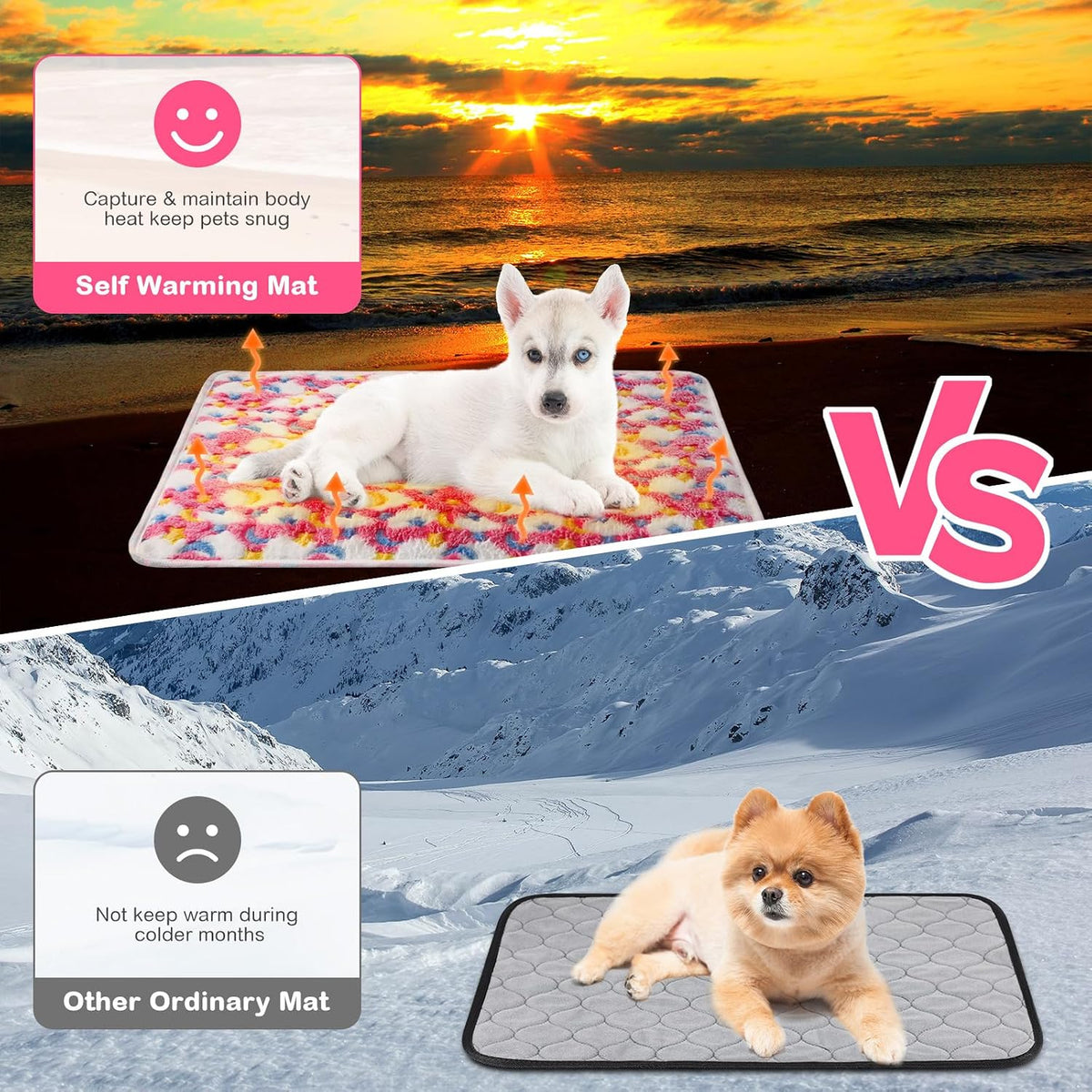 4 Pack Self Heating Cat Pad Self Warming Dog Mat, Stars Moon, 16 x 20 Inch