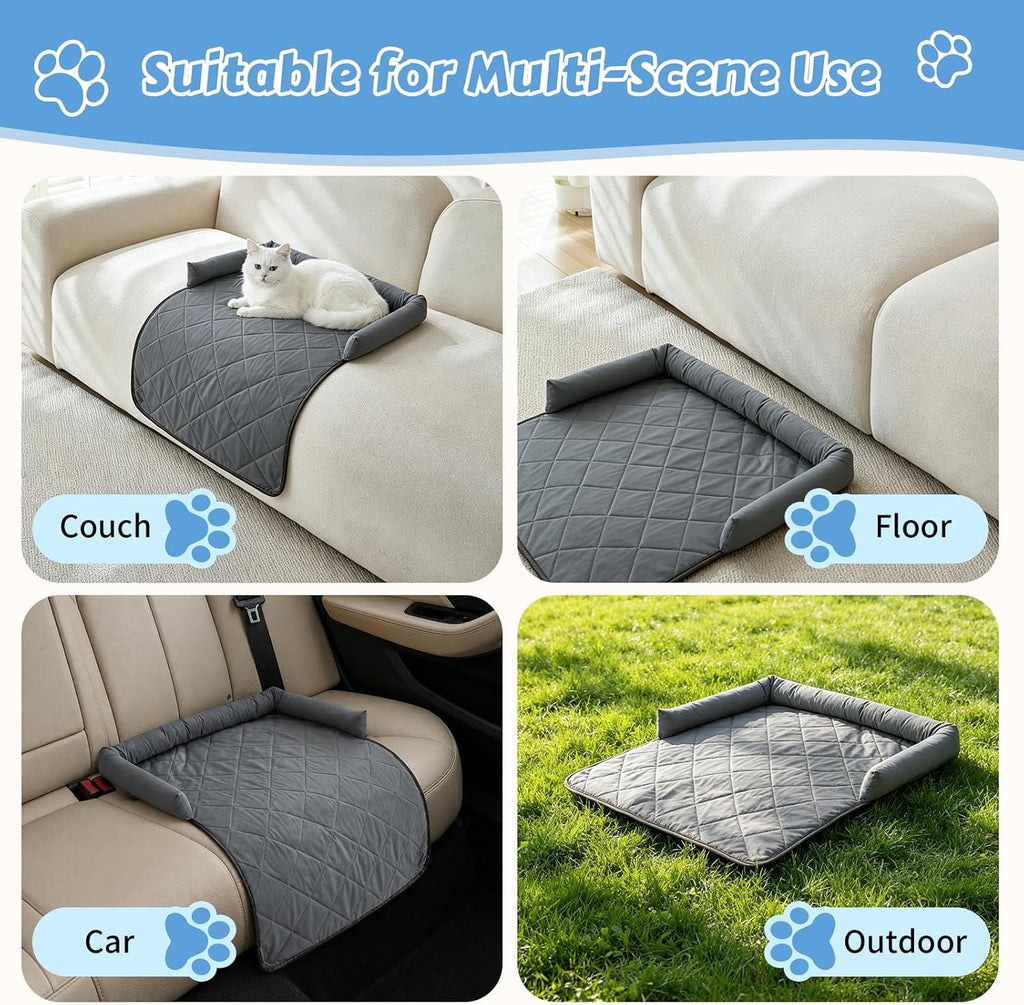 Cooling Dog Bed Mats with Neck & Head Support, 31.5 x 23.62 inch Grey