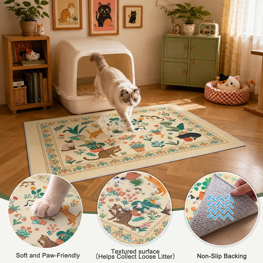 Bienbee Cat Litter Mat, 2 Pack 33" x 22" Machine Washable for Litter Boxes