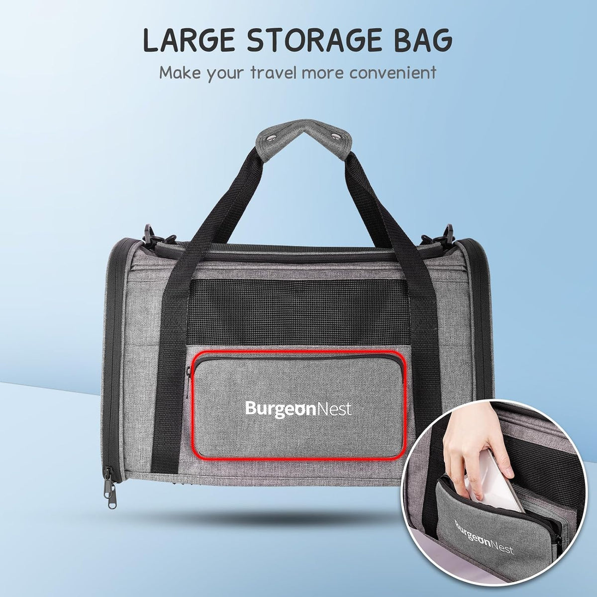 BurgeonNest Cat Carrier up to 20 Lbs, Portable Top Load Pet Travel Bag